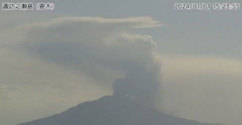 日本鹿儿岛火山喷发烟柱高达1600米